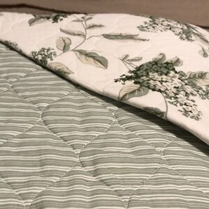 Laura Ashley Sage Green Floral Quilt Reversible Queen/Full Final Sale